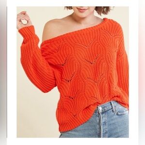525 orange crotchet sweater | medium | from evereve